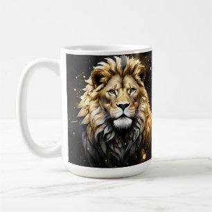 The King: Majestic Gold And Grey Male Lion, Coffee Mug