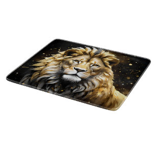 The King: Majestic Gold And Grey Male Lion, Cutting Board