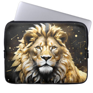 The King: Majestic Gold And Grey Male Lion, Laptop Sleeve