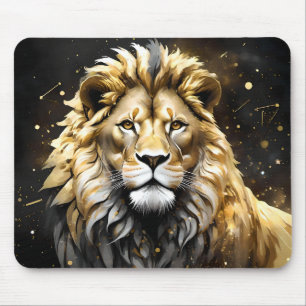 The King: Majestic Gold And Grey Male Lion, Mouse Pad