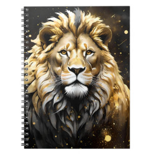 The King: Majestic Gold And Grey Male Lion, Notebook