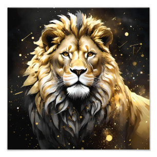 The King: Majestic Gold And Grey Male Lion, Photo Print