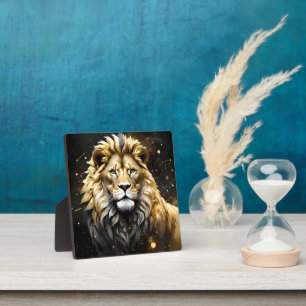 The King: Majestic Gold And Grey Male Lion, Plaque