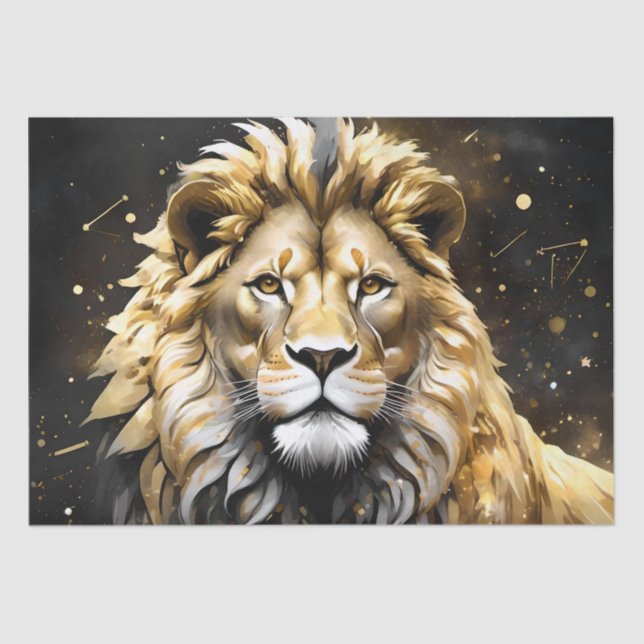 The King: Majestic Gold And Grey Male Lion, Tissue Paper (Front)