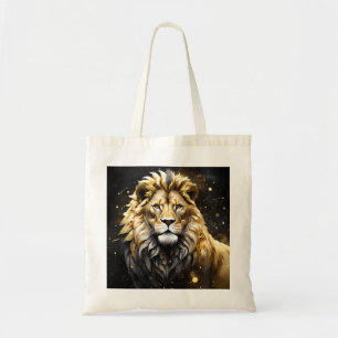 The King: Majestic Gold And Grey Male Lion, Tote Bag