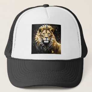 The King: Majestic Gold And Grey Male Lion, Trucker Hat