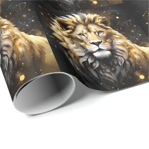 The King: Majestic Gold And Grey Male Lion, Wrapping Paper