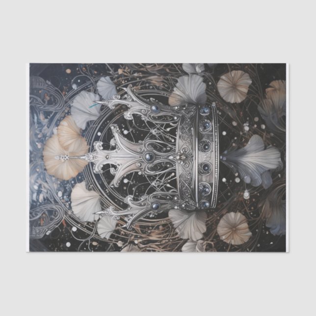 The King of Bling, Silvery Sparkling Crown Tissue Paper (Front)