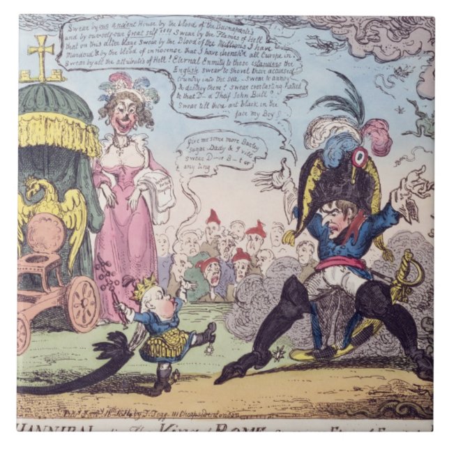 The King of Rome, 1814 - cartoon showing Napoleon Tile (Front)