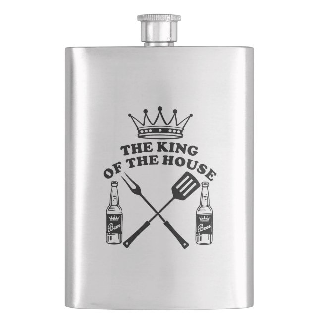 The King of the House Beer Hip Flask (Front)