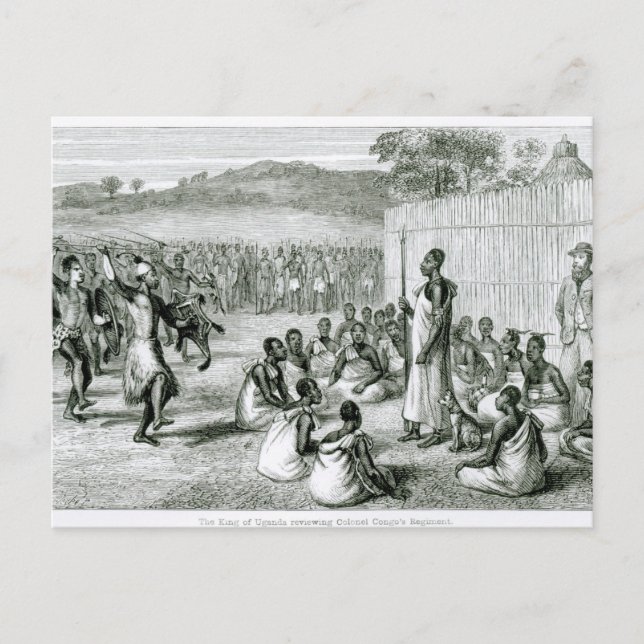 The King of Uganda Reviewing Colonel Postcard (Front)