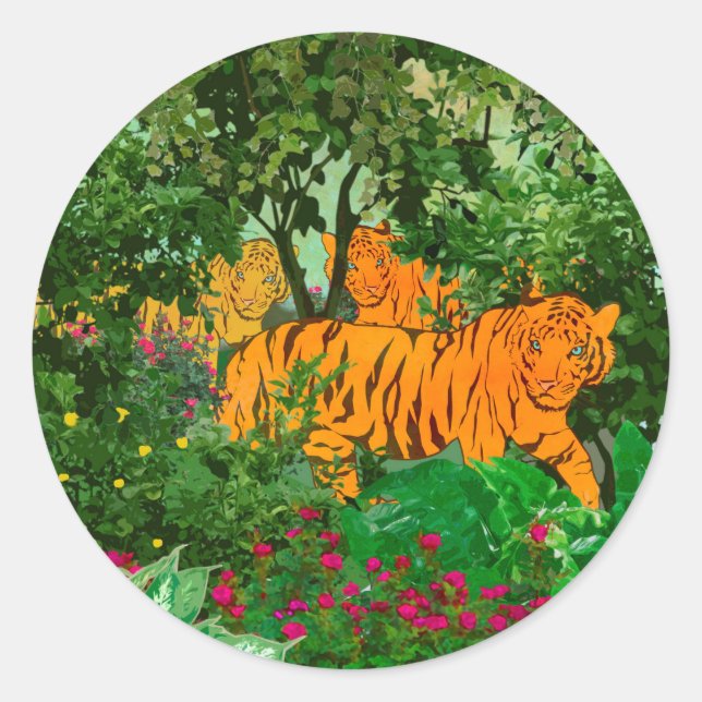 The King Of Wild Jungle | Tiger Classic Round Sticker (Front)