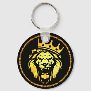 The King - Roaring Lion Wearing Crown Key Ring