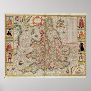 The Kingdome of England, engraved by Jodocus Poster