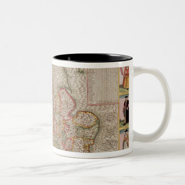 The Kingdome of England, engraved by Jodocus Two-Tone Coffee Mug (Right)