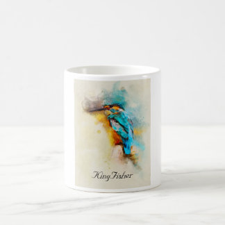 The kingfisher bird in a beautiful watercolor  coffee mug