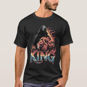 The King's Fire: Hooded Guardian and Flaming Lion T-Shirt