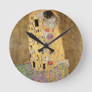 The Kiss, 1907-08 (oil on canvas) Round Clock