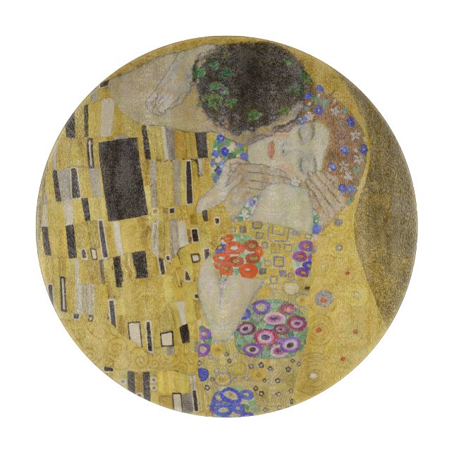 The Kiss, Art Nouveau Oil Painting, Gustav Klimt Cutting Board (Front)