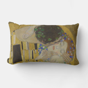 The Kiss, Art Nouveau Oil Painting, Gustav Klimt Lumbar Cushion