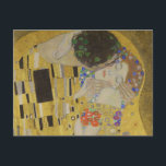 The Kiss, Art Nouveau Oil Painting, Gustav Klimt Postcard<br><div class="desc">oil on canvas 1907-1908 abstract Art Nouveau portrait depicting a romantic kiss between a man and a woman the man and woman are decorated with a geometric pattern of yellow black and white rectangles and psychedelic trippy swirls, and colorful polka dots respectively. the couple are kneeling on a bed of...</div>