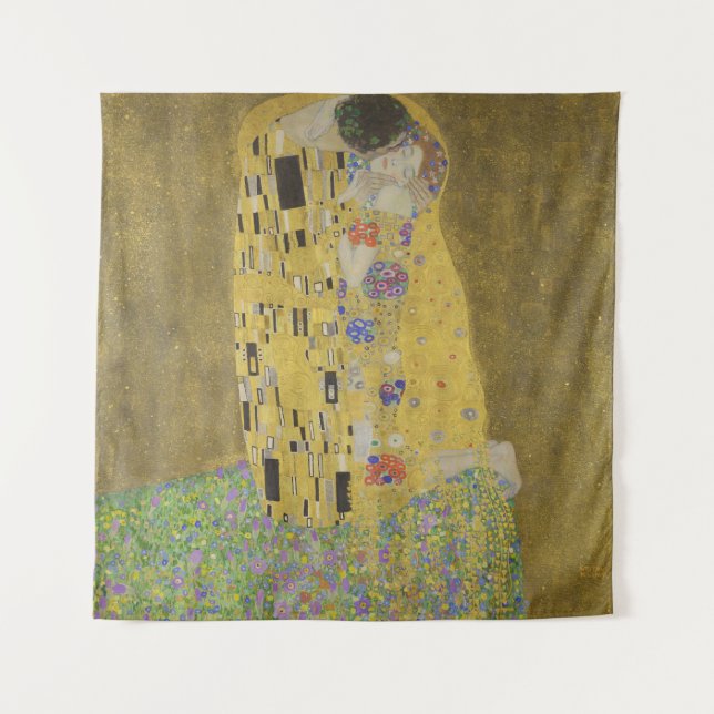 The Kiss, Art Nouveau Oil Painting, Gustav Klimt Tapestry (Front)