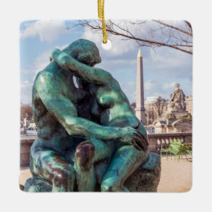 The Kiss by Auguste Rodin at the Tuileries, Paris Ceramic Ornament