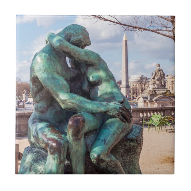 The Kiss by Auguste Rodin at the Tuileries, Paris Ceramic Tile (Front)
