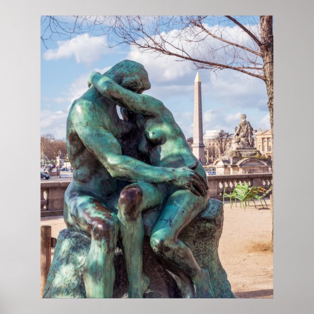 The Kiss by Auguste Rodin at the Tuileries, Paris Poster (Front)