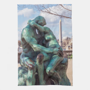 The Kiss by Auguste Rodin at the Tuileries, Paris Tea Towel