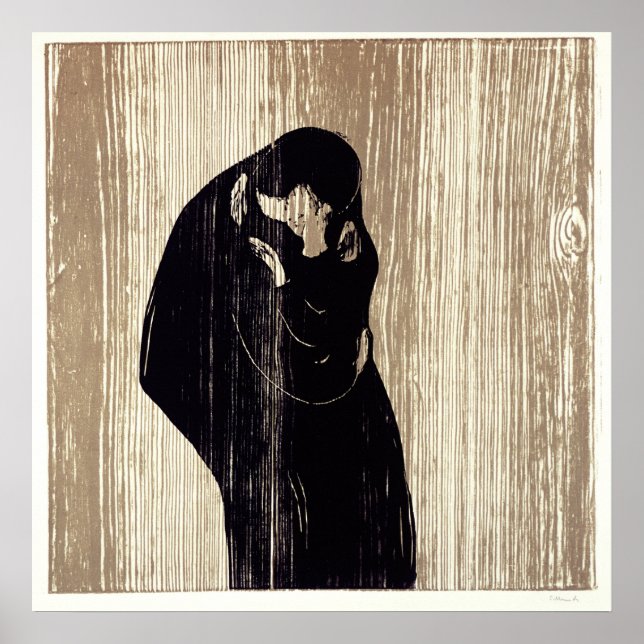 The kiss by Edvard Munch lithography, Poster (Front)