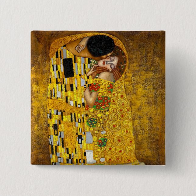 The Kiss By Gustav Klimt 15 Cm Square Badge (Front)