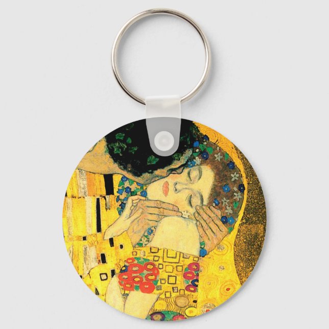 The Kiss by Gustav Klimt Art Nouveau Key Ring (Front)