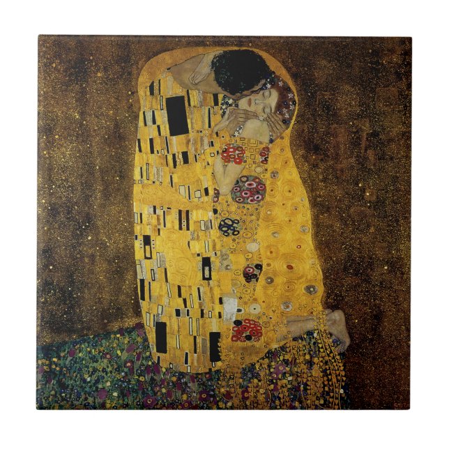 The Kiss by Gustav Klimt Ceramic Tile (Front)