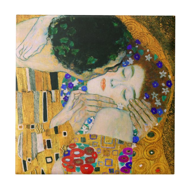 The Kiss by Gustav Klimt Ceramic Tile (Front)