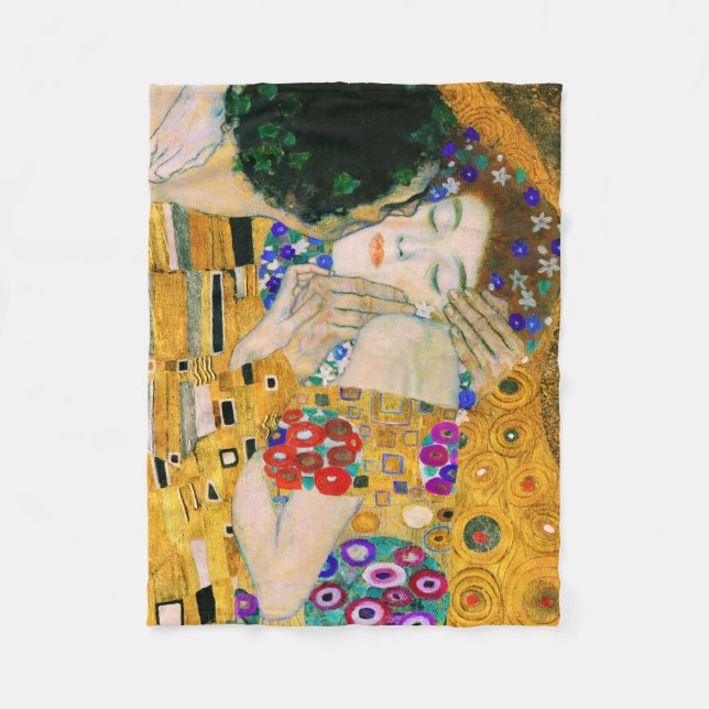The Kiss by Gustav Klimt Fleece Blanket (Front)