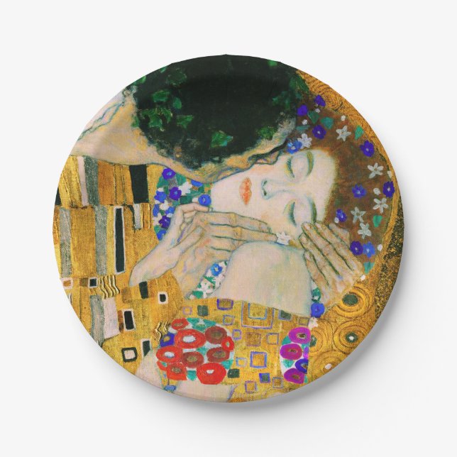 The Kiss by Gustav Klimt Paper Plate (Front)