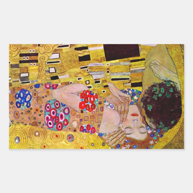 The Kiss by Gustav Klimt Rectangular Sticker (Front)