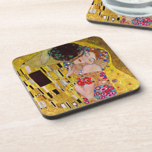 The Kiss by Gustav Klimt, Vintage Art Nouveau Coaster