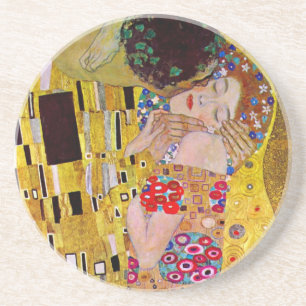 The Kiss by Gustav Klimt, Vintage Art Nouveau Coaster
