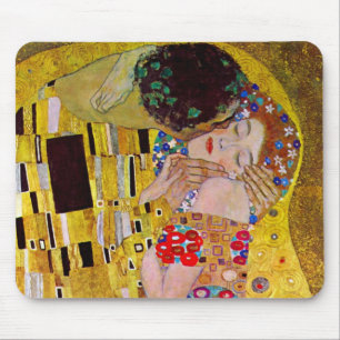 The Kiss by Gustav Klimt, Vintage Art Nouveau Mouse Pad