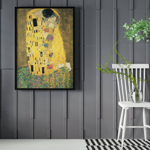 The Kiss by Gustav Klimt, Vintage Art Nouveau Poster