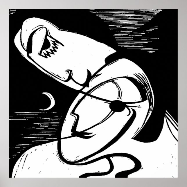 The Kiss By Moonlight and Ocean Poster (Front)