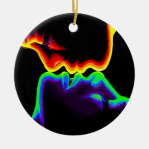 The kiss ceramic ornament