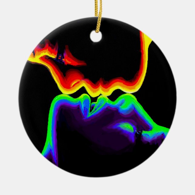 The kiss ceramic ornament (Front)
