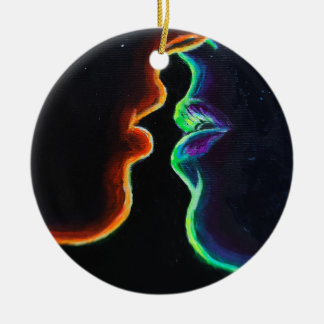 The kiss ceramic ornament