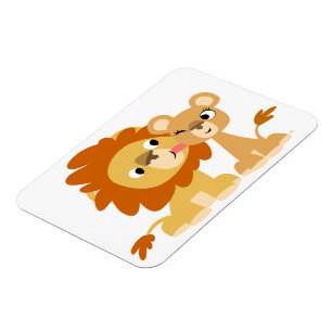 The Kiss: Cute Cartoon Lion Couple Flexible Magnet