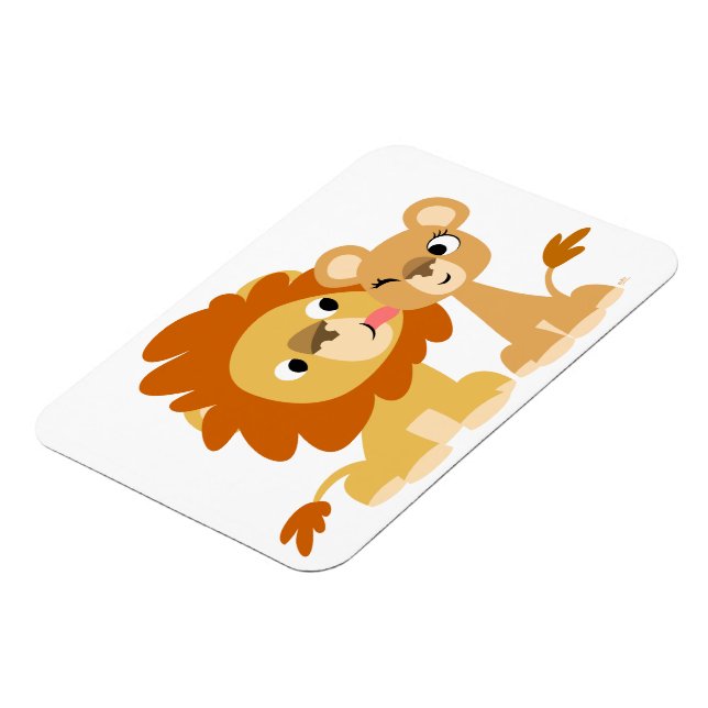 The Kiss: Cute Cartoon Lion Couple Flexible Magnet (Left Side)