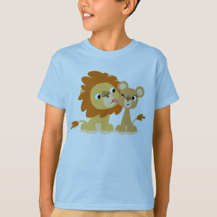 The Kiss: Cute Cartoon Lion Couple Kids T-shirt
