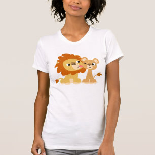 The Kiss: Cute Cartoon Lion Couple women T-shirt
